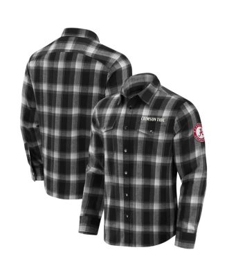 Fanatics - Men's Black Alabama Crimson Tide Team Flannel Plaid Full-Snap Shirt