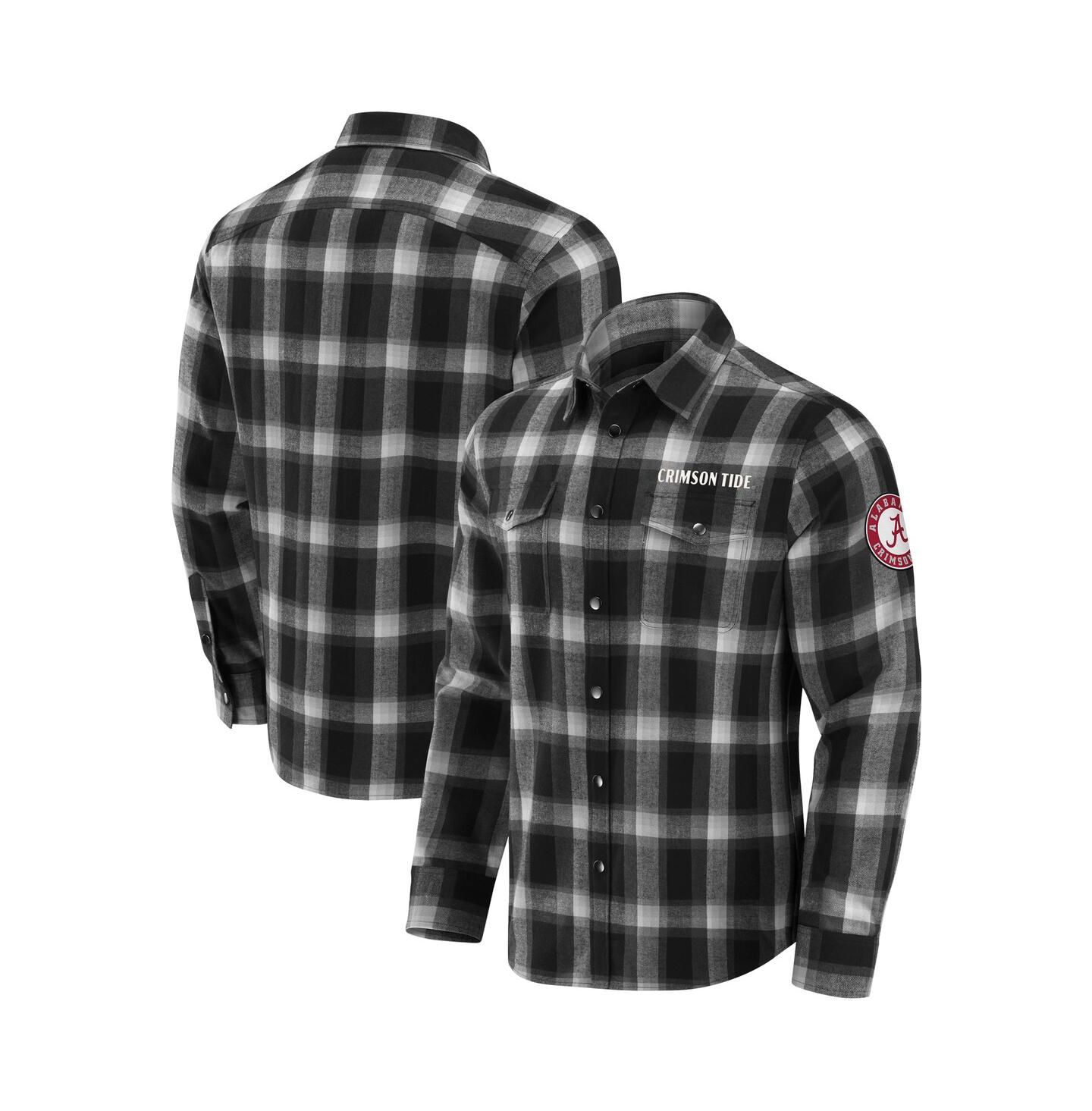 Мужская рубашка Fanatics Darius Rucker Collection by Black Alabama Crimson Tide Team Flannel Plaid Full-Snap — фото 1