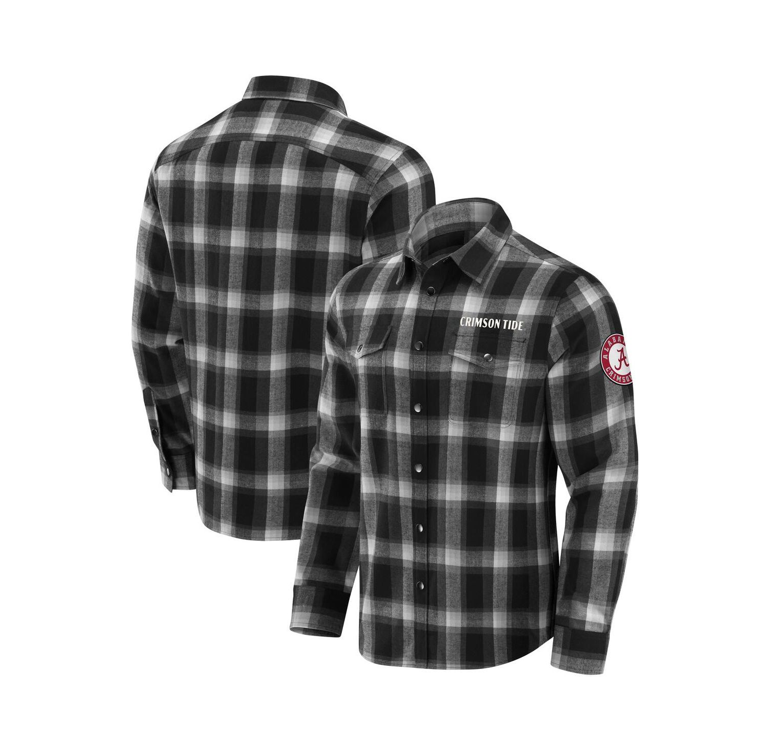 Darius Rucker Collection by Men's Black Alabama Crimson Tide Team Flannel Plaid Full-Snap Shirt