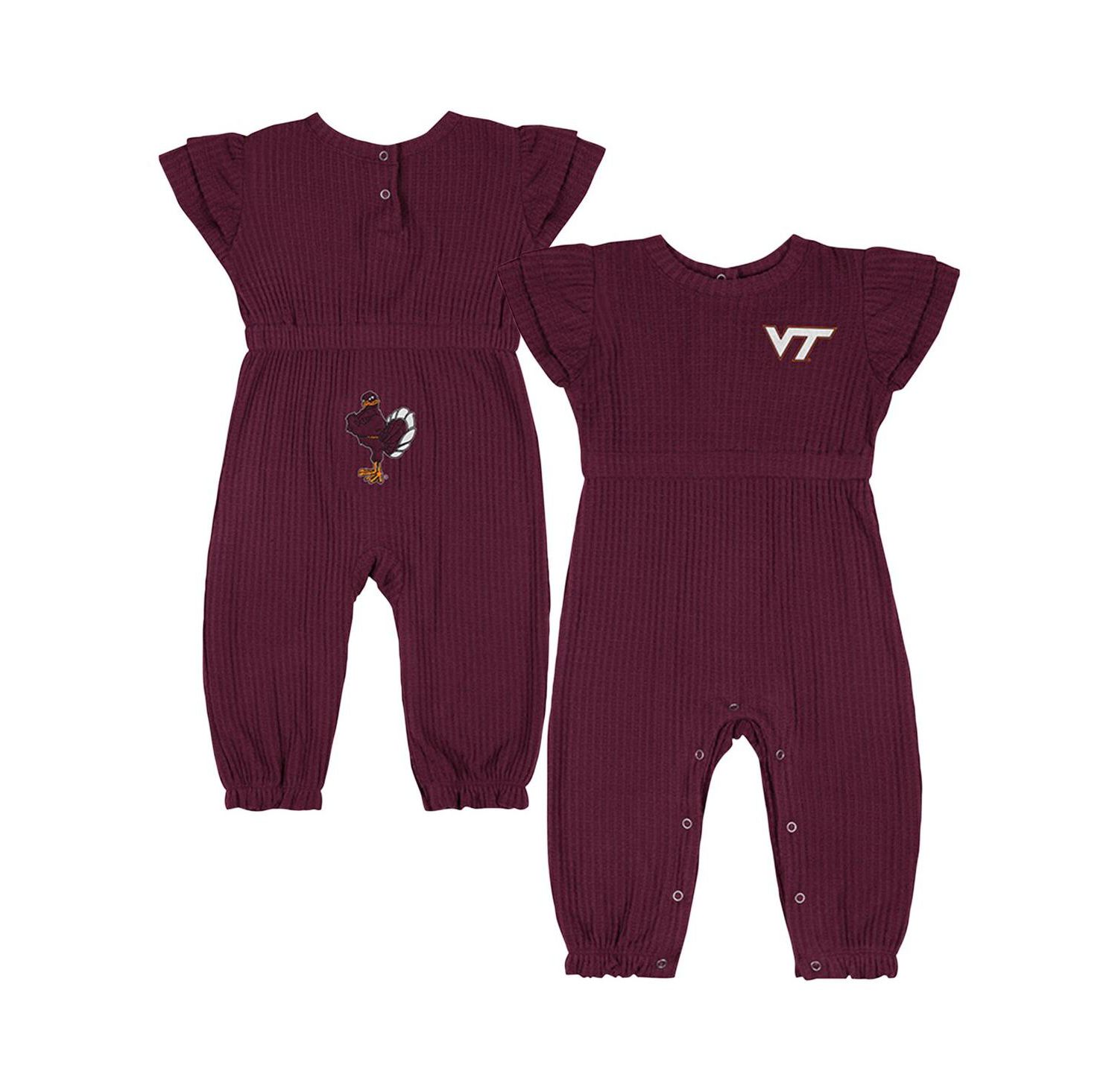 Baby Boys and Girls Maroon Virginia Tech Hokies Beautopia Waffle Knit Romper