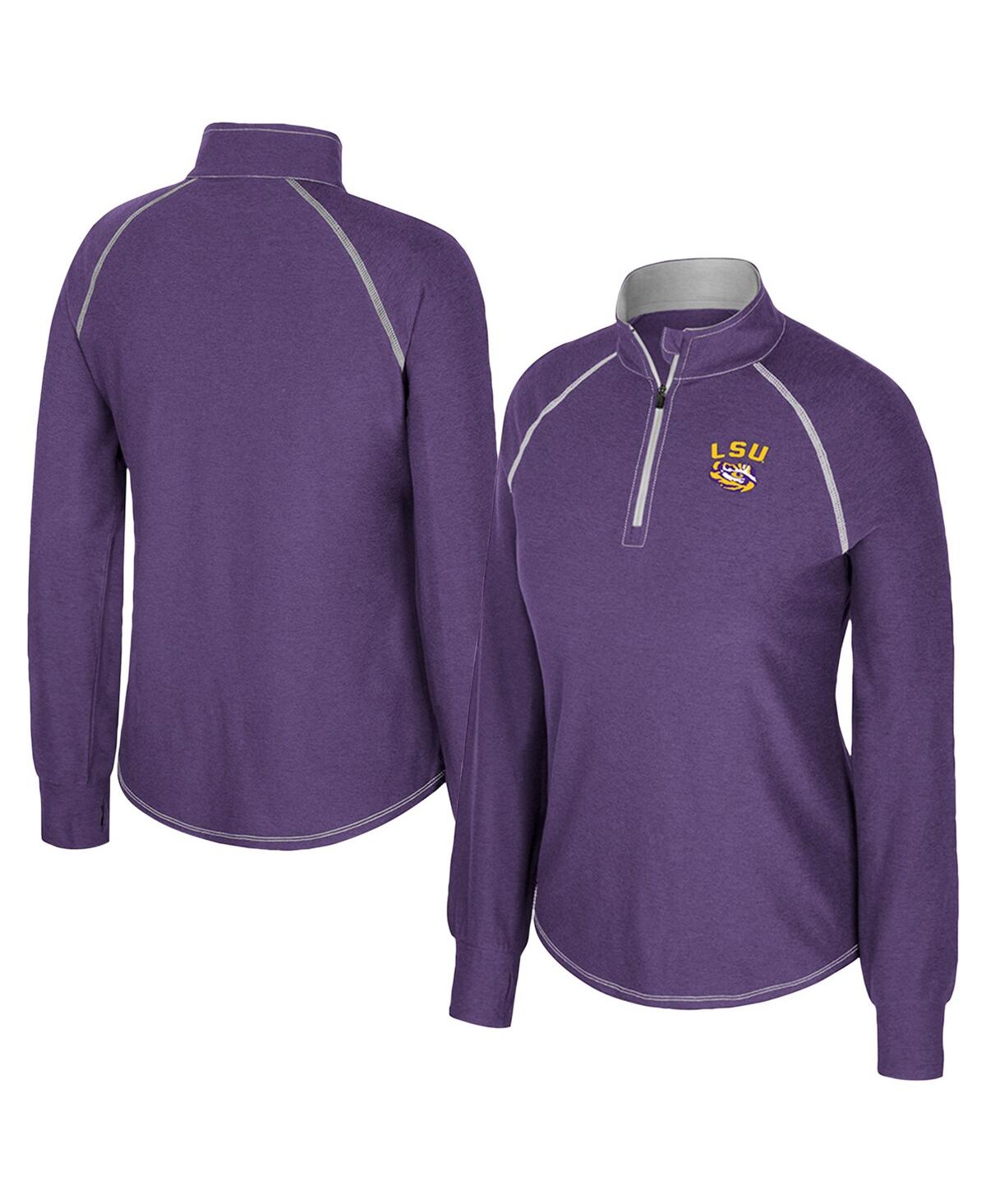Colosseum Women's Purple Lsu Tigers Bikram Raglan Quarter-zip Sweatshirt In Pink