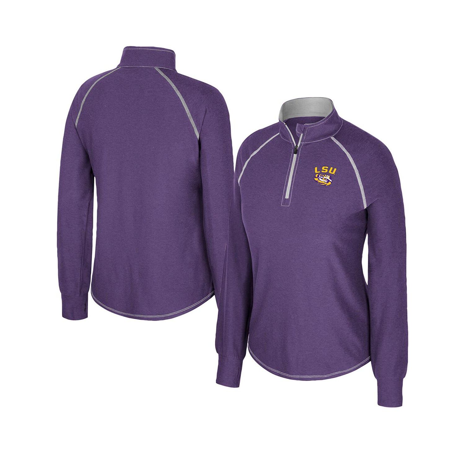 Women's Purple LSU Tigers Bikram Raglan Quarter-Zip Sweatshirt