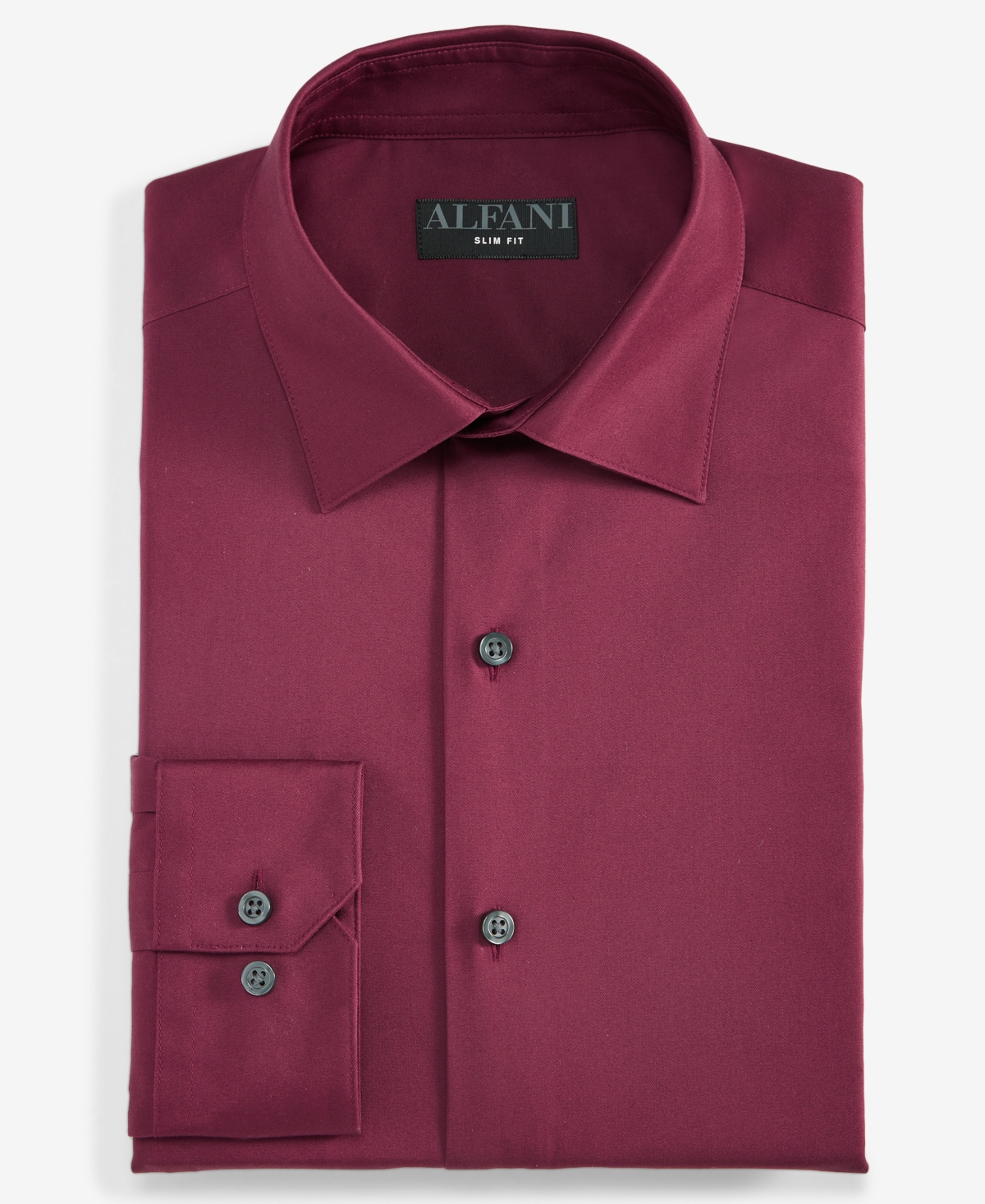 Alfani Men's Regular-fit Temperature Regulating Solid Dress Shirt, Created For Macy's In Burgundy