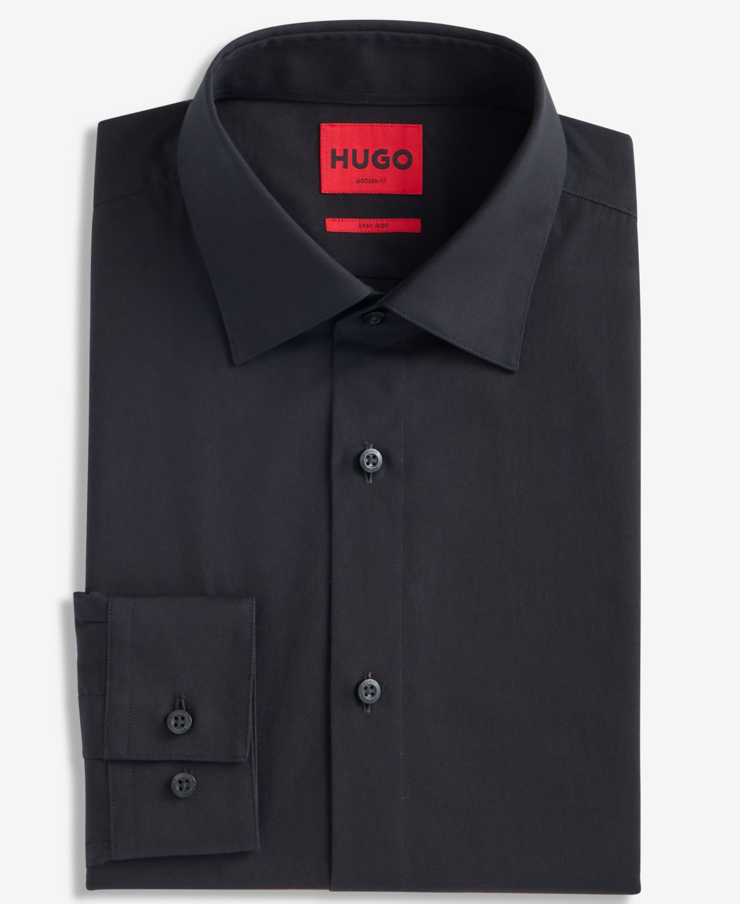 Мужские рубашки HUGO by Hugo Boss Valerio Long Sleeve Button-Front Geo Print, цвет: Чёрный — фото 6