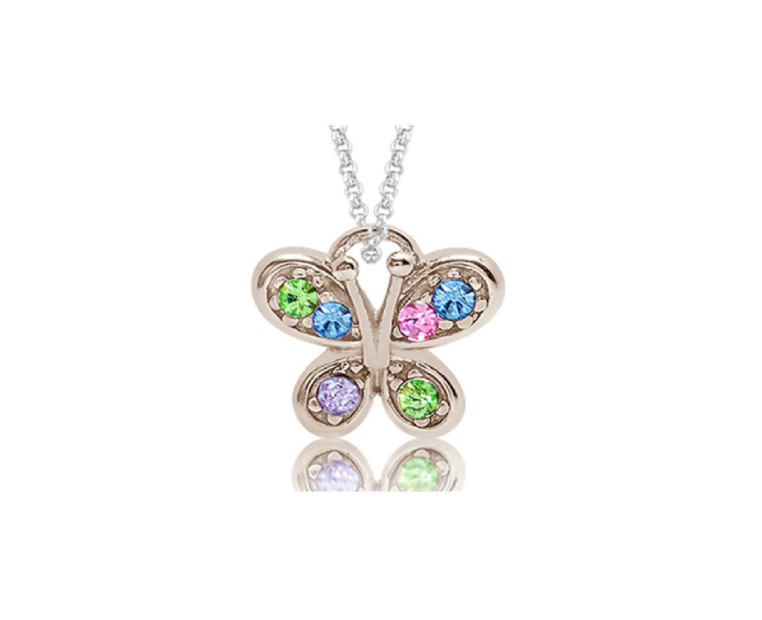 Girls /Girl/Butterfly Crystal White Gold Palladium Plating Necklace