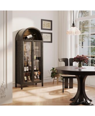 72.8" Glass Door Display Cabinet, 5-Tier with Motion LED