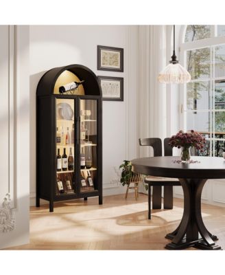 72.8" Glass Door Display Cabinet, 5-Tier with Motion LED