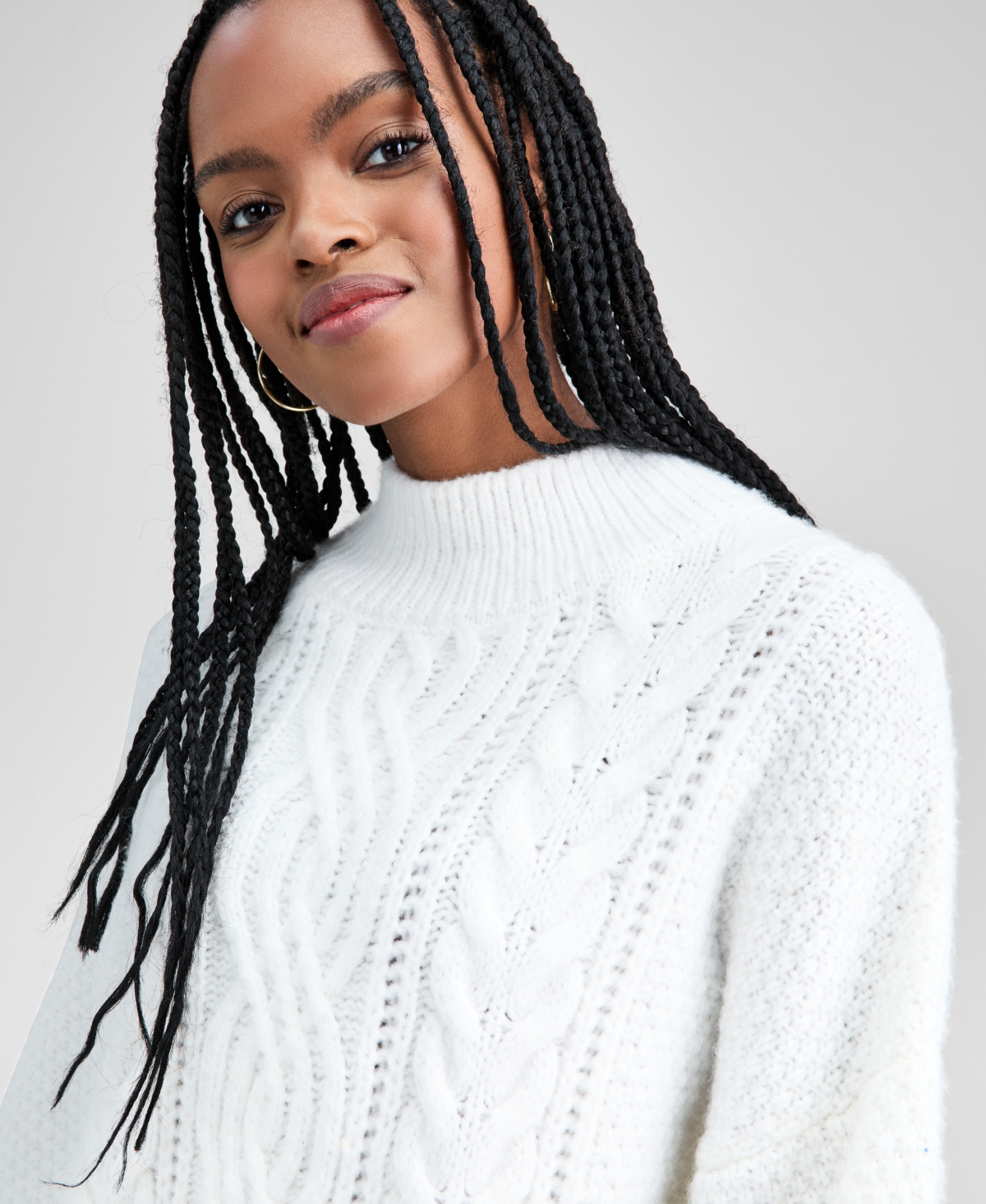 And Now This Women's Cable-Knit Mock-Neck Sweater, Macy's Exclusive