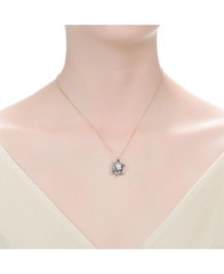 Sterling Silver White Gold Plated Abalone Pendant Necklace