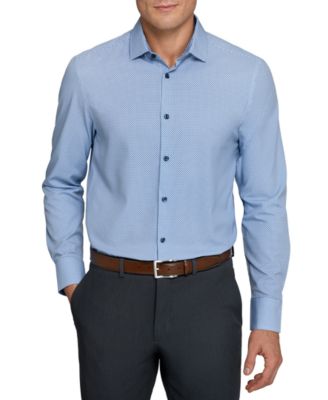 Men's Spread Collar Plaid Dress Shirt