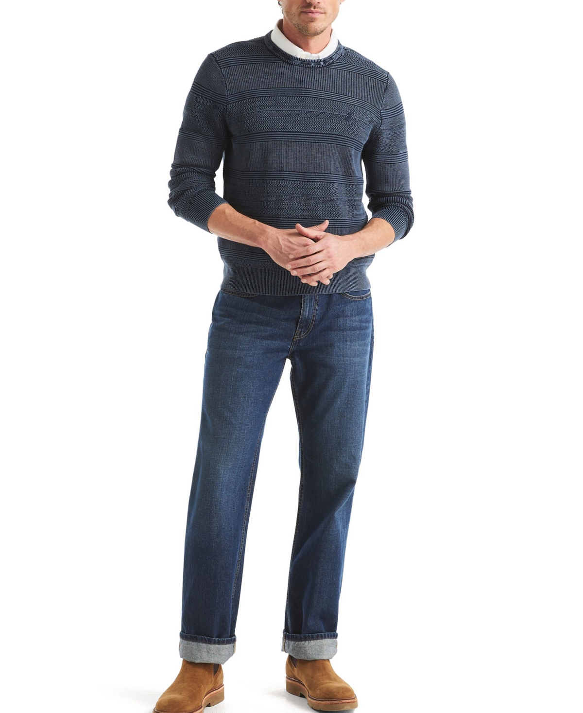 Nautica Men's Stonewashed Crewneck Sweater In Blue