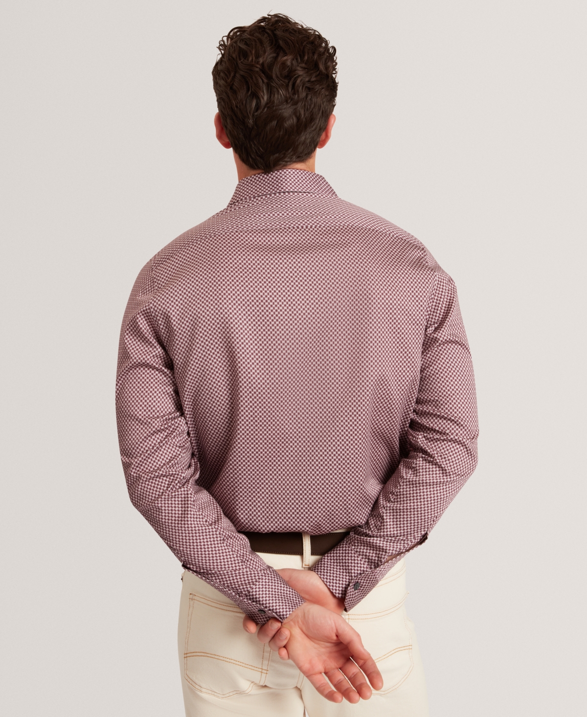 Ted Baker Men's Jozef Slim Mini Geometric Print Long Sleeve Shirt