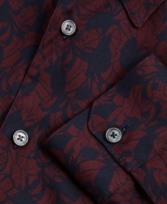 Men's Akselle Regular Fit Tonal Floral Print Long Sleeve Shirt