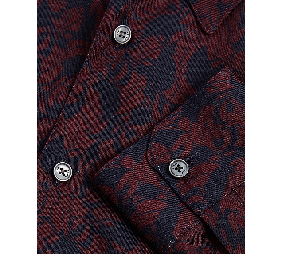 Ted Baker Askelle Long Sleeved Regular Fit Button Down Shirt In Burgundy