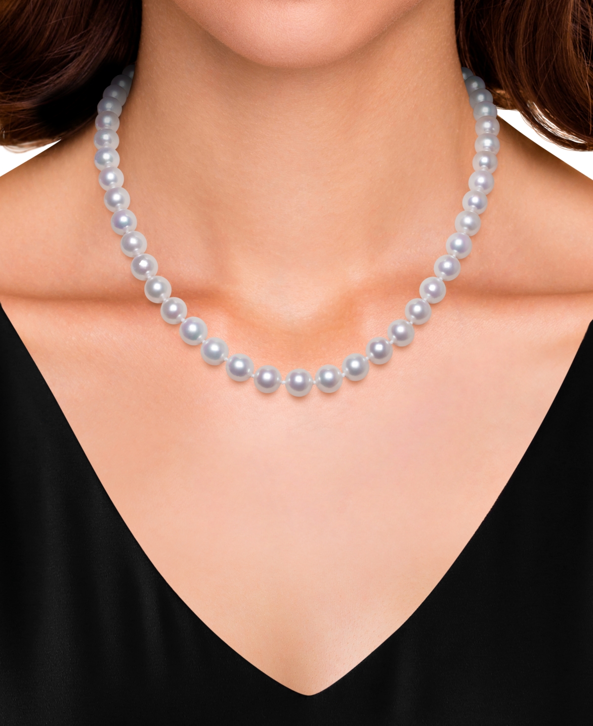 Belle De Mer Cultured Akoya Pearl (8-8.5mm) Necklace In 14k Gold In White