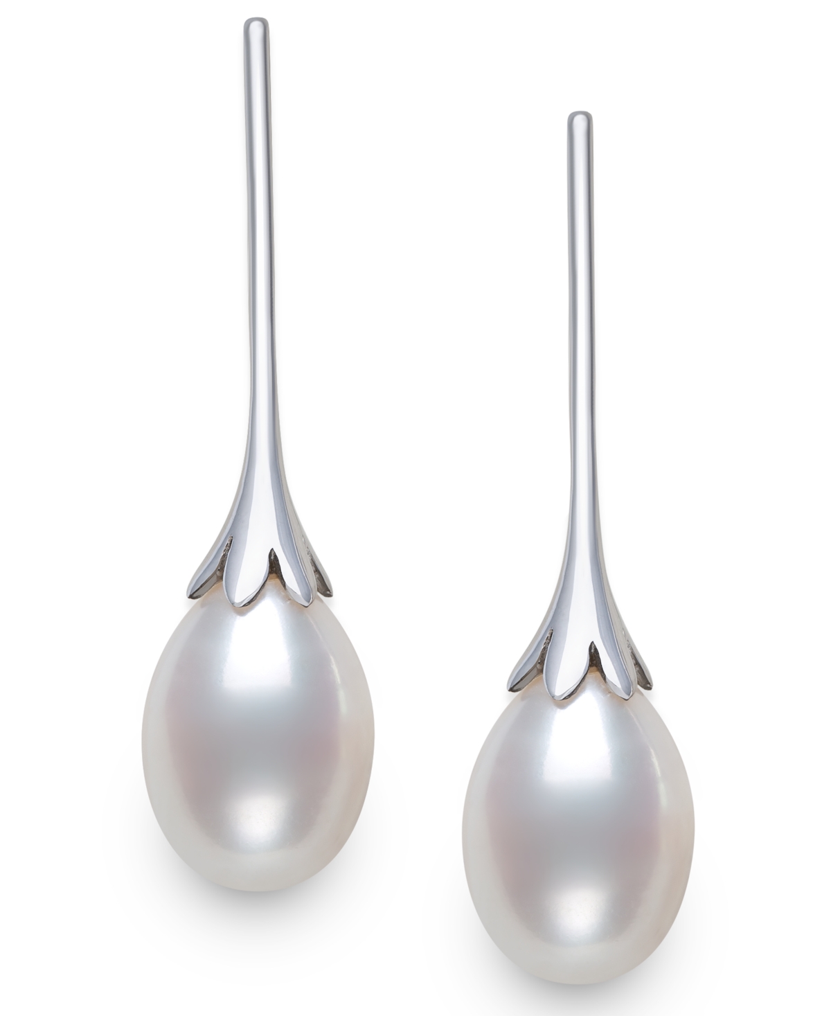 Belle De Mer Cultured Freshwater Drop Pearl (7-8mm) Earrings In Sterling Silver In White