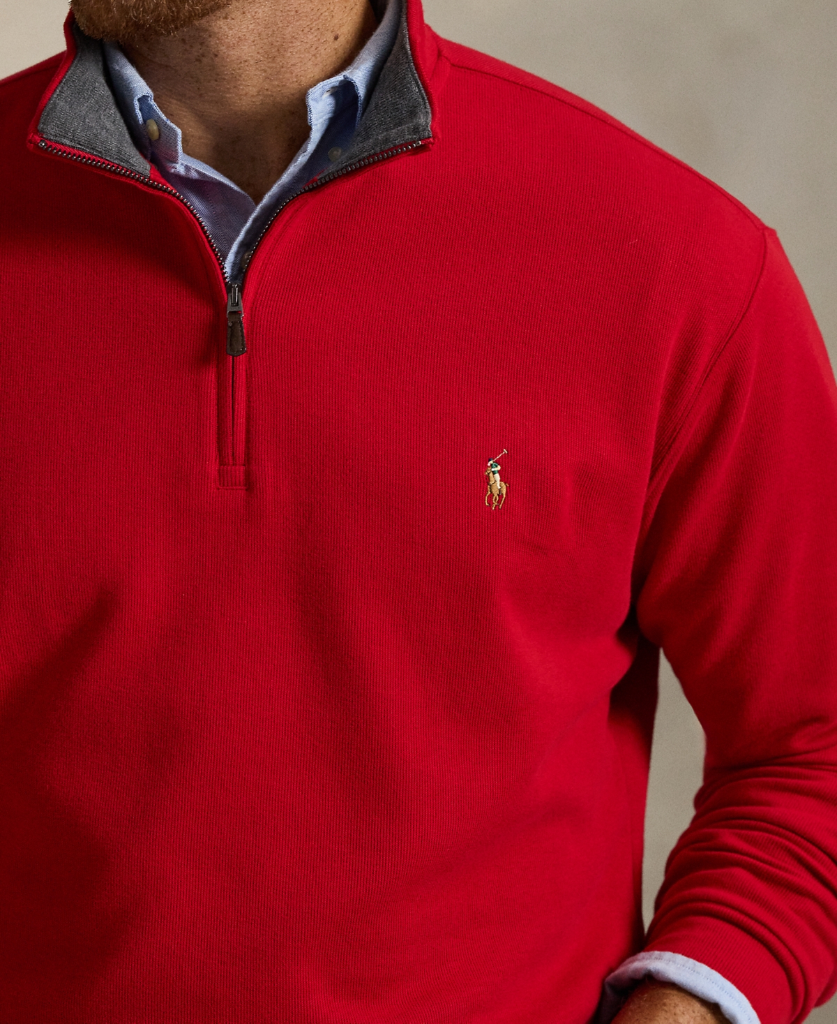Polo Ralph Lauren Men's Big & Tall Estate-rib Quarter-zip Pullover Sweater In Purple
