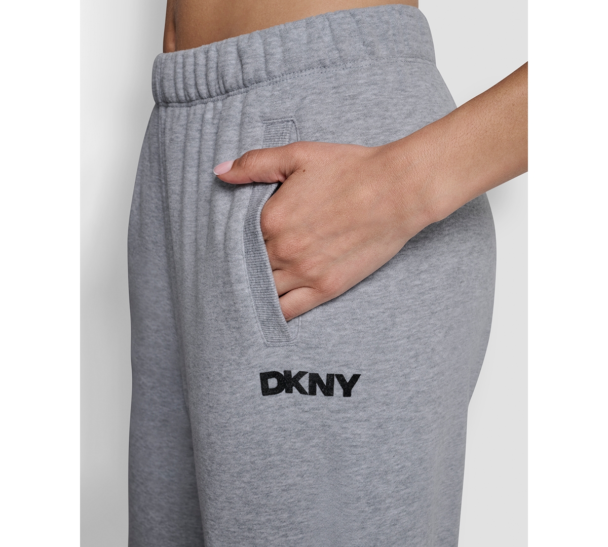 Dkny Women's Flocked Logo Boyfriend Open Leg Pants In Gray