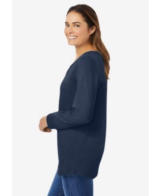 Plus Size Perfect Long-Sleeve V-Neck Tee