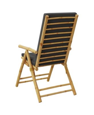 Folding Patio Reclining Chairs 2 pcs with Cushions Bamboo