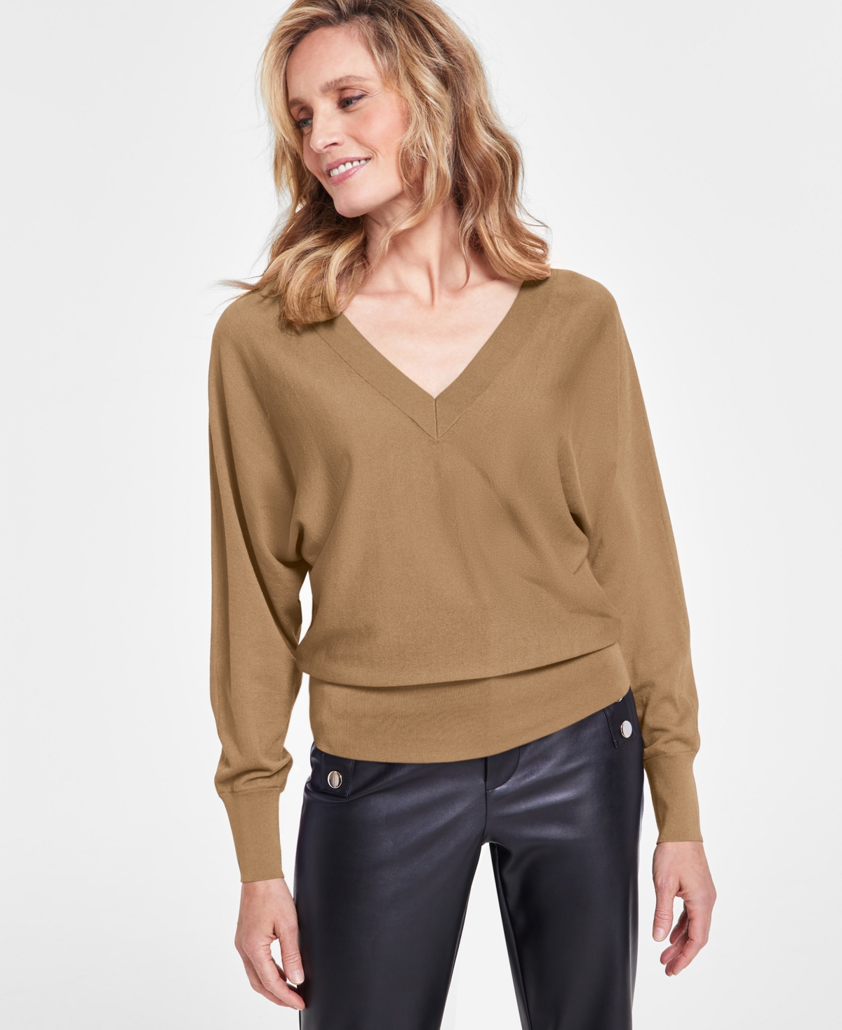 Inc International Concepts Women's V-neck Sweater, Created For Macy's In Brown