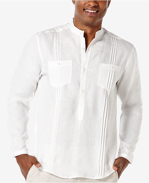 Cubavera Men S 100 Linen Popover Long Sleeve Shirt Reviews