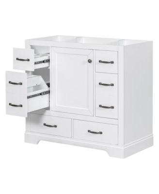Bathroom Vanity without Sink Cabinet Base Only Six Drawers MultiFunctional Drawer Divider Adjustable Shelf White