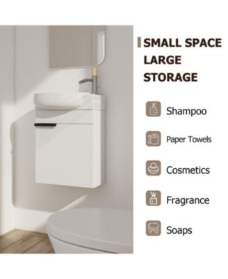 Soft Close Doors Bathroom Vanity With Sink 16 Inch For Small Bathroom