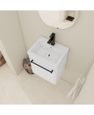 Floating WallMounted Bathroom Vanity with Ceramic Sink For Small Bathroom