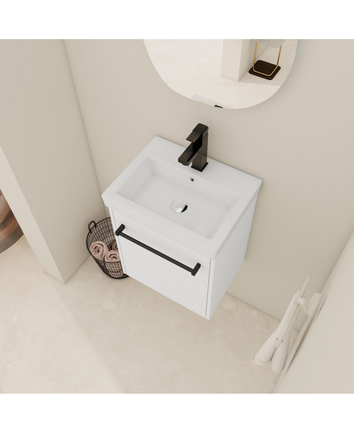 Lovmor Floating WallMounted Bathroom Vanity with Ceramic Sink For Small Bathroom
