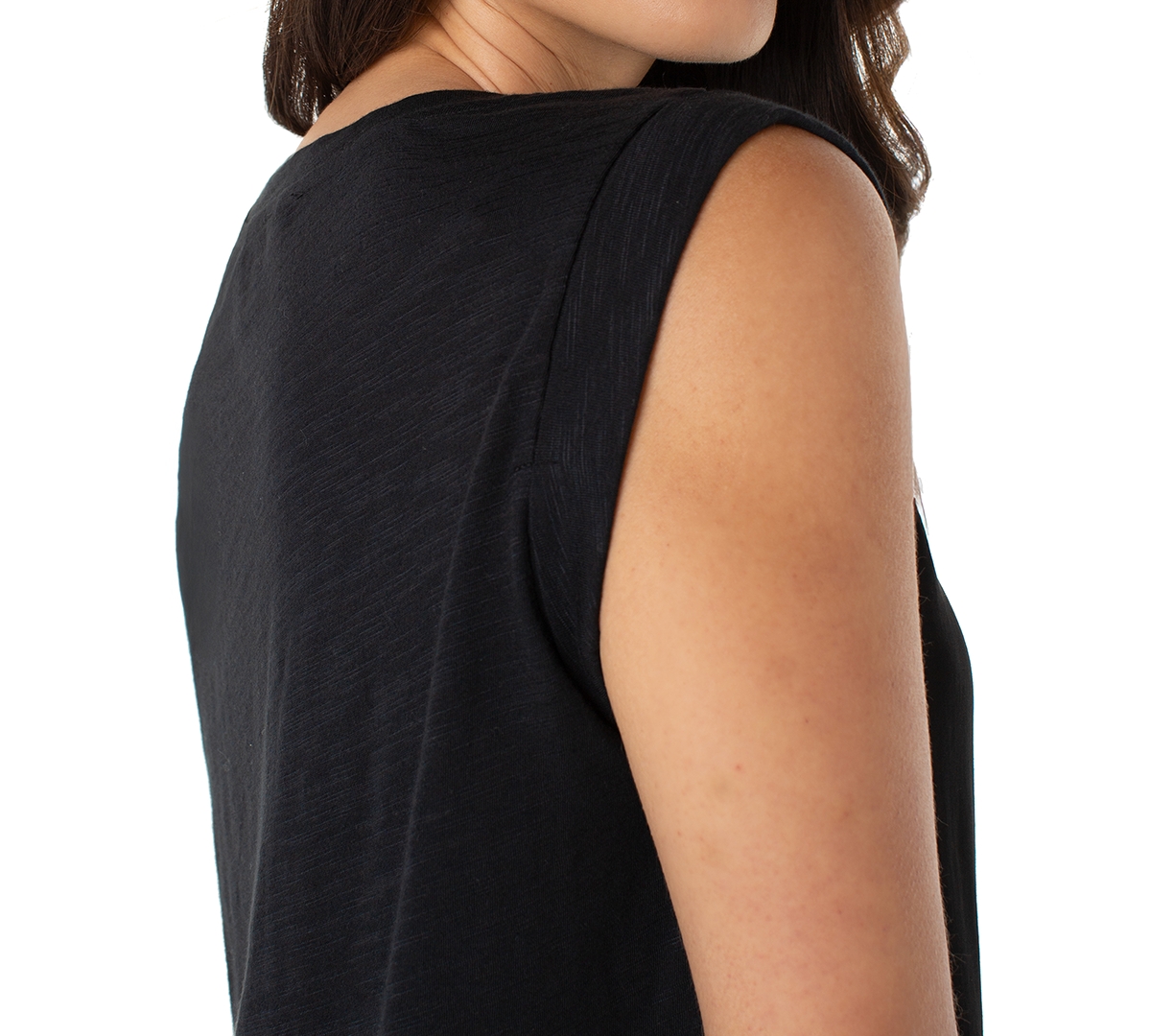 Liverpool Los Angeles Petite Sleeveless Knit Top In Black