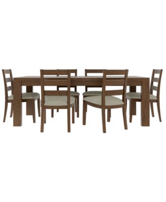 Furniture - Davie Cracked Oak Rectangle 7 Pc. Dining Set (Table & 6 Ladder Chairs)