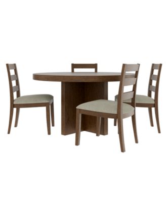 Furniture - Davie Cracked Oak 54" Round Dining 5 Pc. Set (Table & 4 Ladder Chairs)