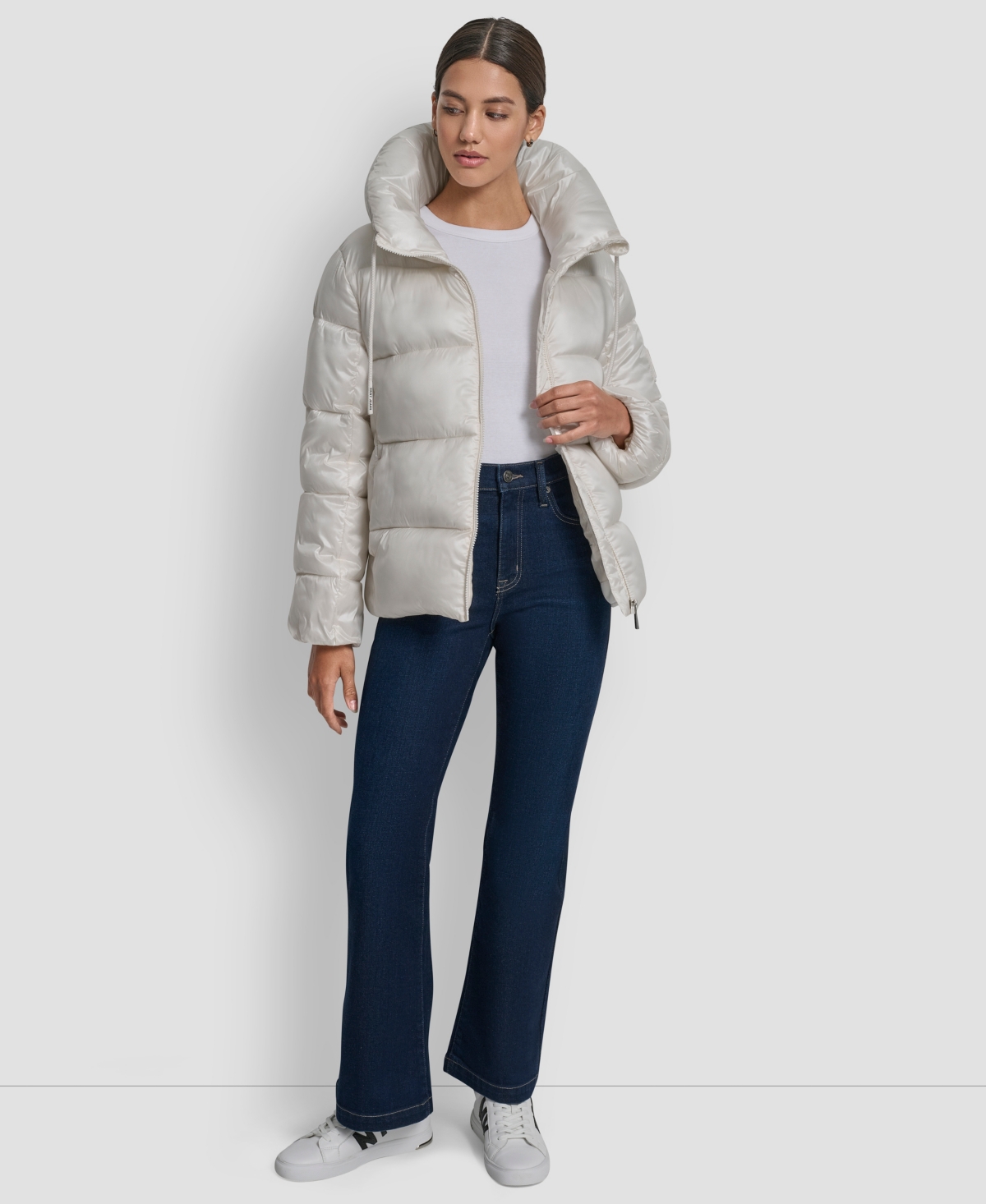 Dkny Jeans Women's Long Sleeve Quilted Puffer Jacket