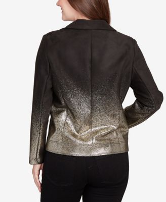 Petite Metallic Ombre Moto Jacket