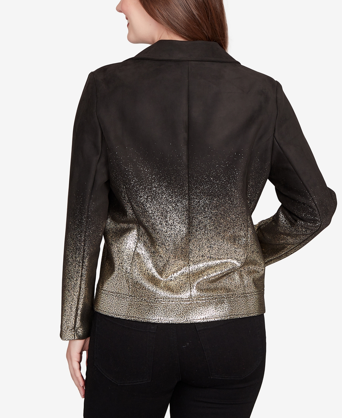 Ruby Rd. Petite Metallic Ombre Moto Jacket