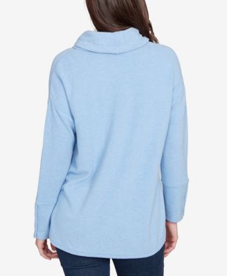 Petite Cowl Neck Cozy Hatchi Drawstring Top