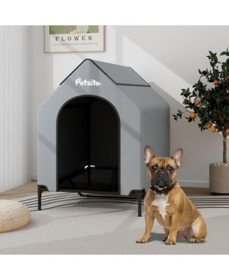 43'' Elevated Dog House for Small Breeds Large Pet House w/ Ventilated Windows