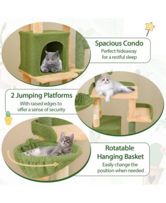63'' Cactus Cat Tree for Indoor Cats w/ Sisal Scratching Posts & Board Condo