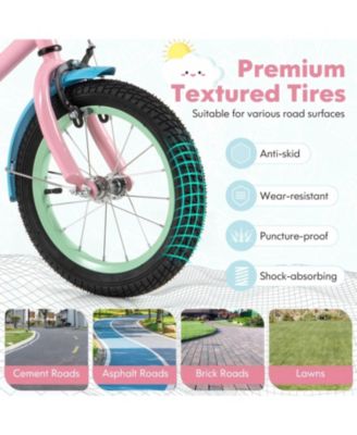 Kids Bike with Adjustable Handlebar and Saddle Pink-14 Inches