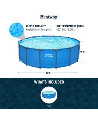 Steel Pro MAX 15' x 48" Round Above Ground Swimming Pool for Backyard