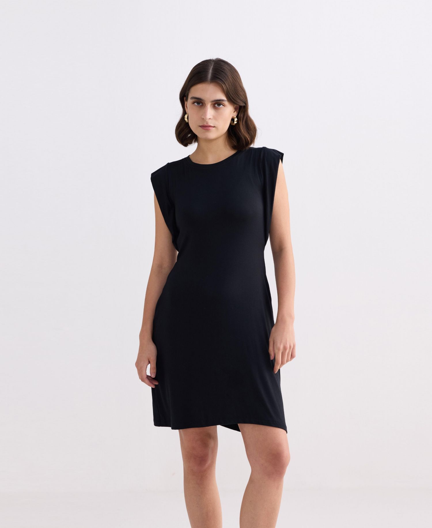 Women's Muscle Tee Short Dress in Black