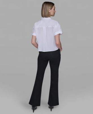 Petite Bow Short Sleeve Top