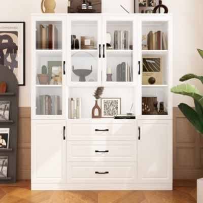 6-door 2-drawer kitchen storage cabinet with movable shelves,pantry