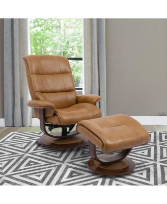 1 piece Top Grain Leather Manual Reclining Swivel Chair