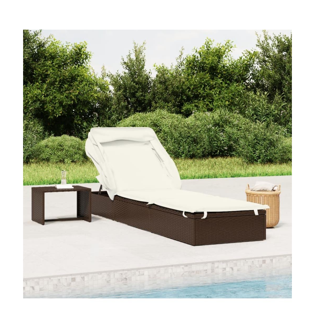 Sunbed Brown Pe Rattan, Powder-Coated Steel 83.9x24.8x38.2 in