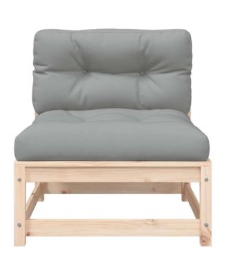 Patio Sofa Gray, Natural Wood