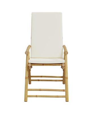 Garden Reclining Chair Set of 2 Cream white Bamboo, fabric