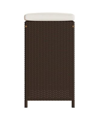 Garden Bar Stool Set of 4 Brown, Cream white