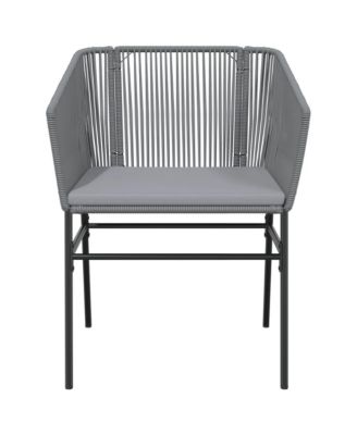 Garden Chair Gray PE rattan, Powder-Coated Steel Medium